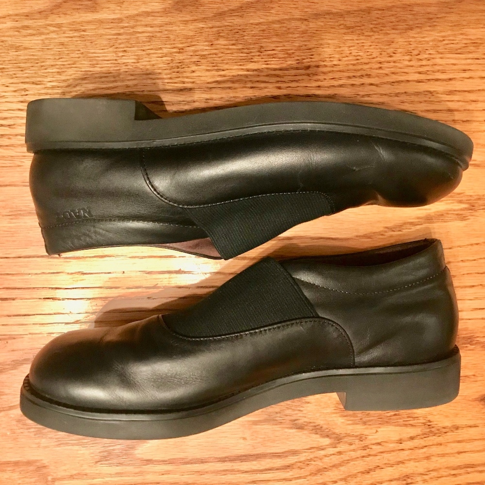 “Naot,” Black leather slip on loafer, size 8